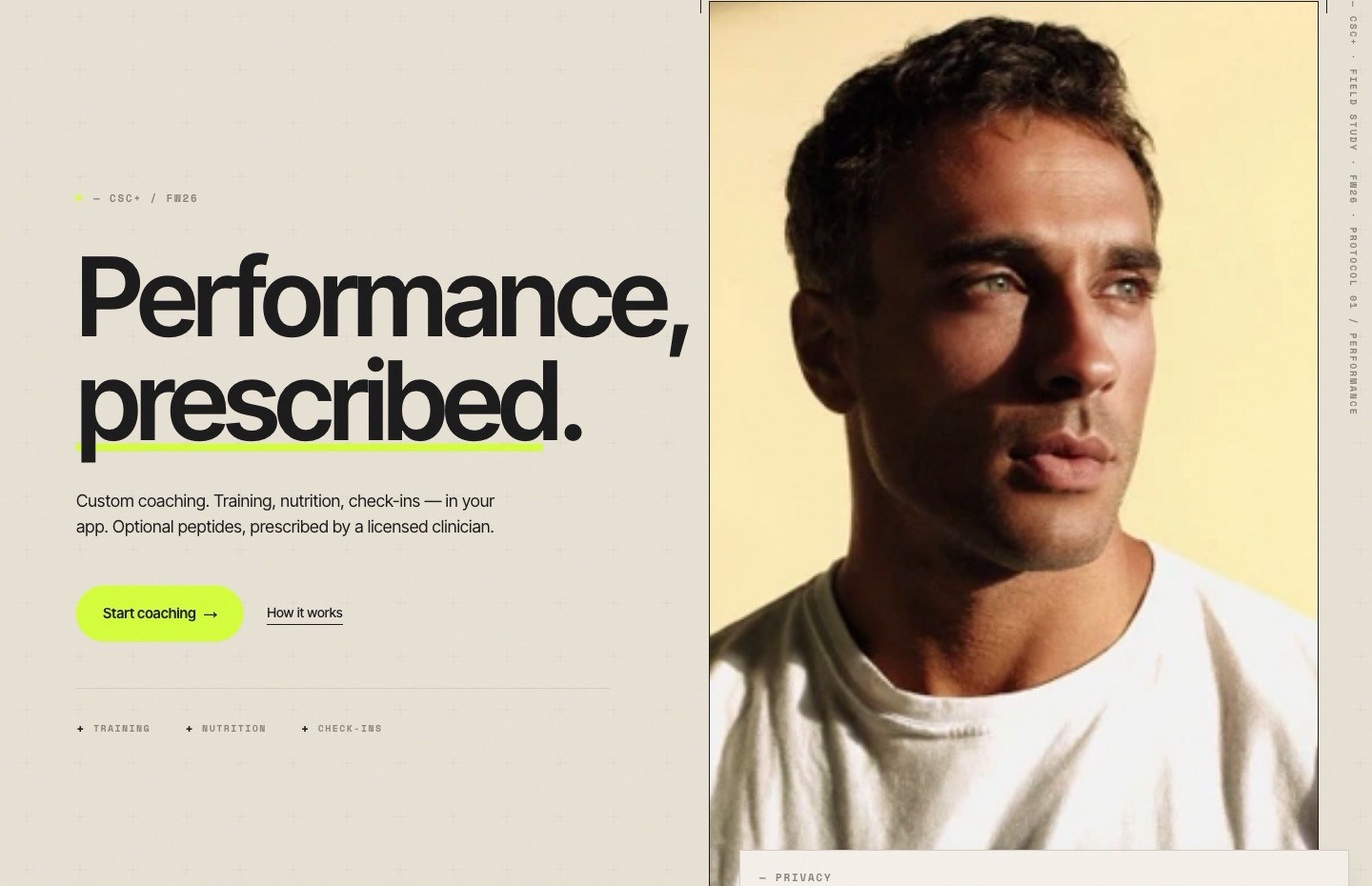 CSC+ homepage — Performance, prescribed.